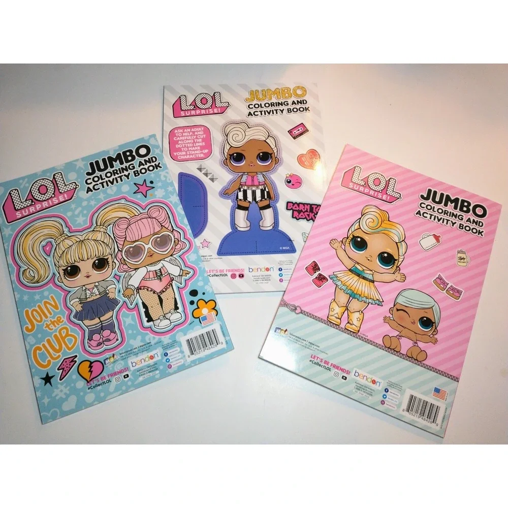 L.O.L. Surprise Jumbo Coloring & Activity Books Lot of 3 + Stand Up Display NEW